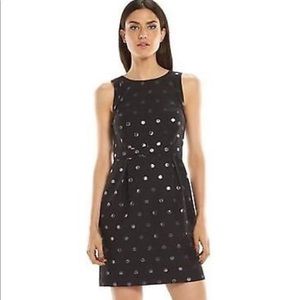 Elle black sheath dress with polka dots in silver